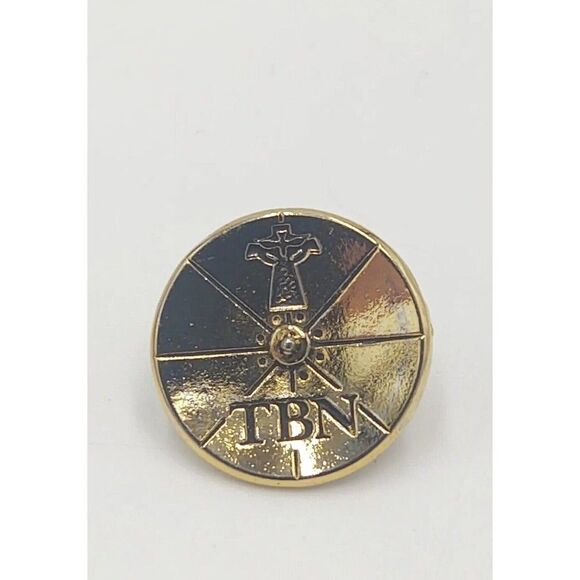 TBN Trinity Broadcasting Network Satellite Dish Pin - Goldtone - Picture 1 of 5